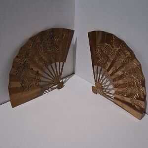 Elegant Vintage Brass Decorative Fans